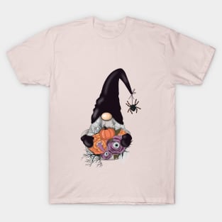 Halloween - Gnome , Pumpkin ,Flowers and Spider T-Shirt